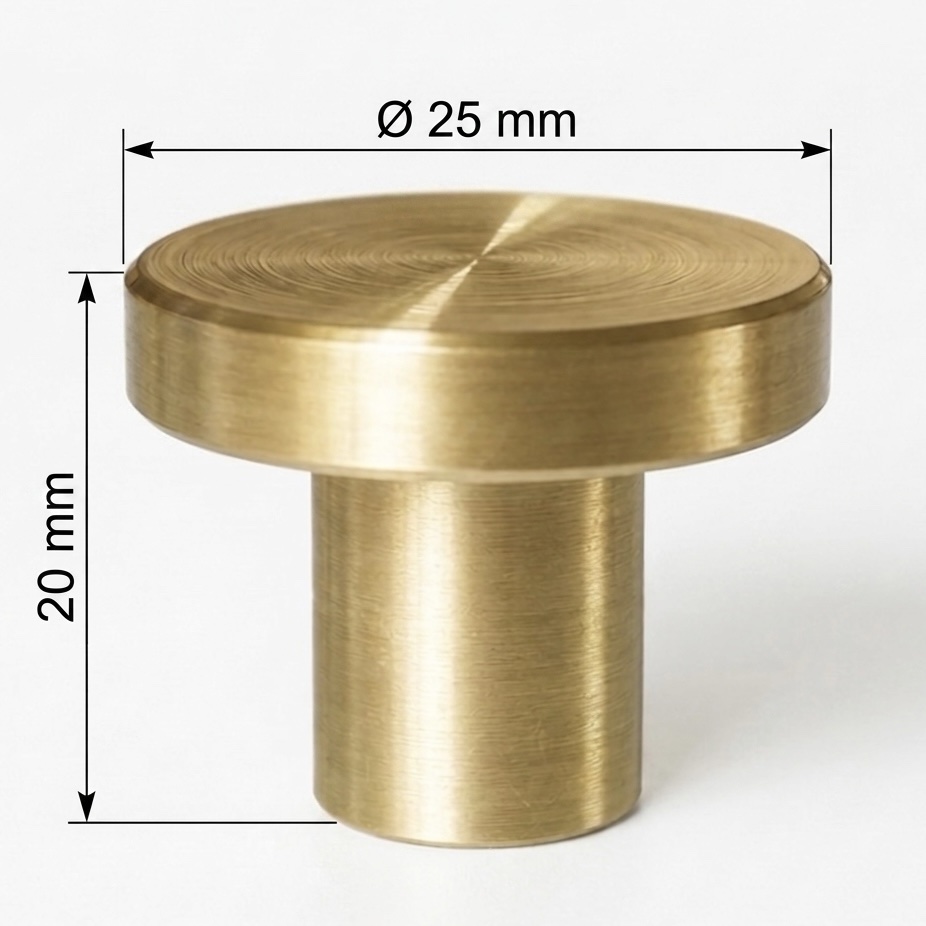 Uchwyt meblowy Gałka 100% Mosiądz 25 mm