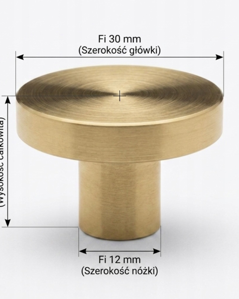 Mosiężny uchwyt meblowy gałka złota 30mm Standard - obrazek 2
