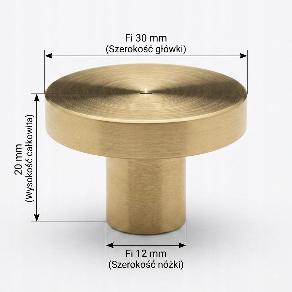 Mosiężny uchwyt meblowy gałka złota 30mm Standard
